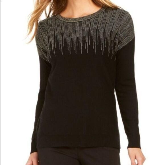 ‎Alfani Sweater Top Small Black Metallic-Sparkle - Picture 4 of 5